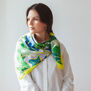 Green floral silk scarf